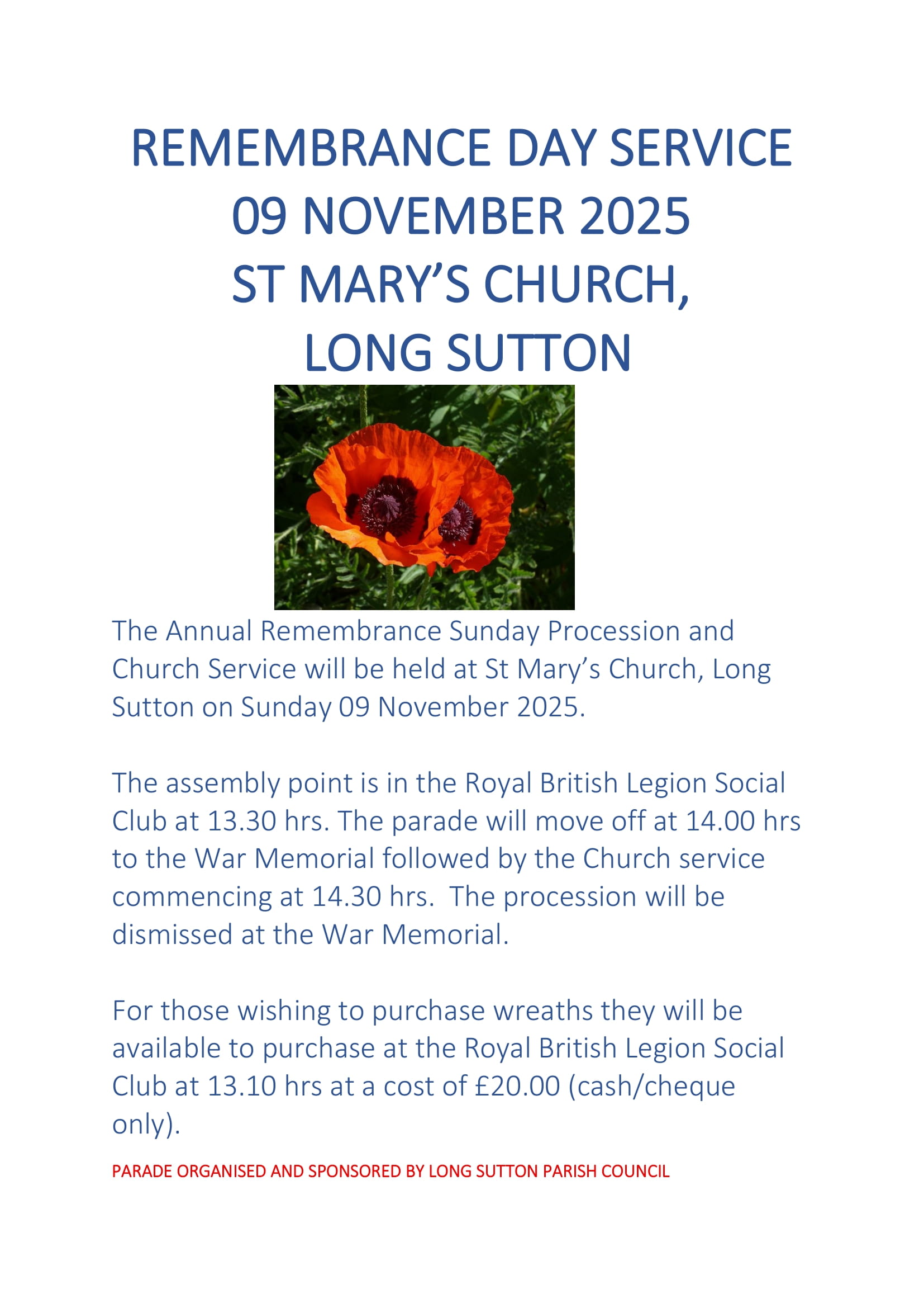 Remembrance day service poster 1